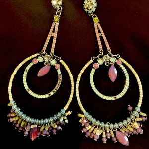 Vintage precious stone chandelier earrings